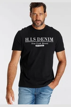 H.I.S H.I.S T-Shirt schmale Passform, bedrucktes Design, Rundhalsausschnitt schwarz 4XL (68/70)