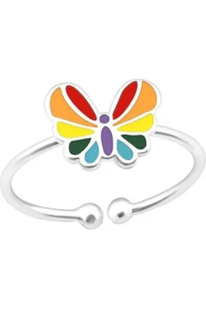 Bungsa Zehenring Zehenring bunter Schmetterling aus 925 Silber Kinder, Zehring Toering silberfarben