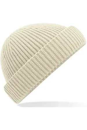 Beechfield ® Strickmütze Fischermütze Herren Strick Mütze Beanie Seemannsmütze Kurz Harbour beige|weiß