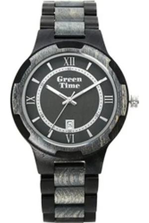 Green Time Quarzuhr ZW155C, Armbanduhr, Herrenuhr, Holzuhr, Leuchtzeiger, Datum grau