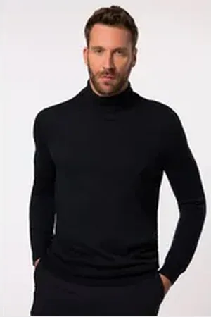 JP 1880 Rundhalspullover JP 1880 Rollkragen-Pullover FLEXNAMIC® Merino Mix blau|schwarz XL