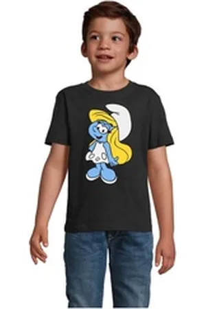 Blondie & Brownie T-Shirt Kinder Schlumpfine Schlumpf Schlumpfhausen Papa Schlumpf Smurf schwarz 4 Jahre (96/104)