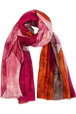 CASPAR Modeschal SC518 Damen Schal mit Aquarell Print und goldenen Akzentpunkten