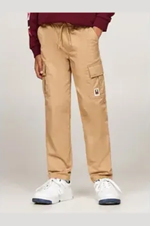 Tommy Hilfiger Cargohose CARGO PULL ON COTTON PANTS mit Logo-Badge, im Cargo-Stil beige 16 (176)