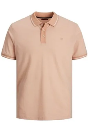 JACK & JONES Poloshirt Jack&Jones Bicolor Poloshirt Übergröße apricot-weiß orange 3XL