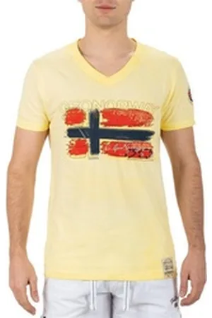 Geographical Norway T-Shirt Casual Kurzarm Shirt bajoasis Men Yellow L im Used Look gelb L