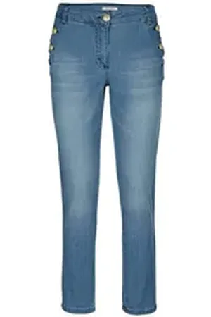 ALBA MODA Gerade Jeans Jeans mit Goldknopf blau 42