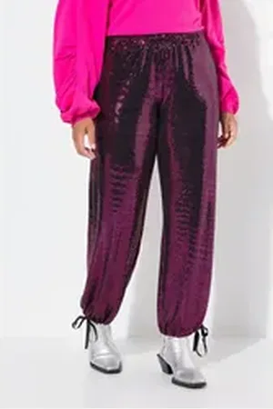 Angel of Style Angel of Style Schlupfhose Hose gerades Bein Paillettenoptik Elastikbund lila 44