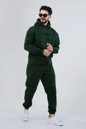 ALGINOO Kapuzenpullover Kapuzenpullover Rundhalsausschnitt grün M