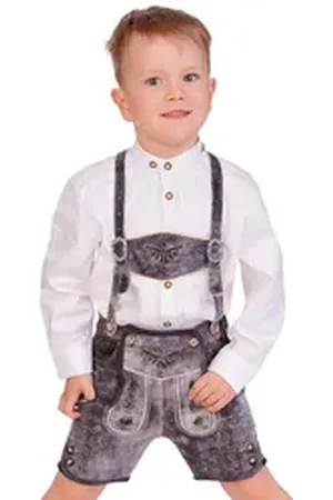 Isar Lederhose Lederhose Kinder - FINN - grau grau 140