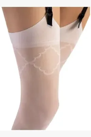 Fiore di Lucia Milano Strapsstrümpfe Sensual (Packung, 1 Paar) luxuriöse Strapsstümpfe 20DEN mit Rautenmuster am Strumpfband bunt 2 (S)