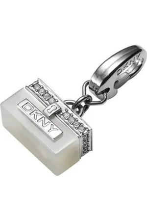 DKNY Charm-Einhänger Anhänger, aus Edelstahl, mit Zirkonia, Silber, Karabiner silberfarben