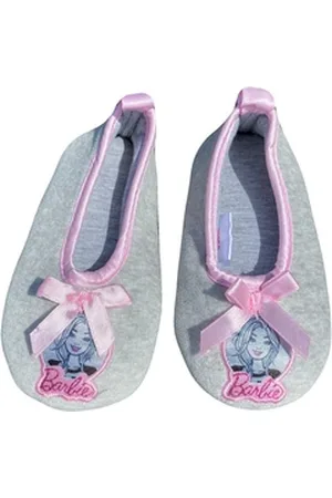 Barbie Hausschuhe grau rosa Mädchenschuhe Slipper Pantoffeln Kinderschuhe für Kita Schule weich + warm Ballett Stil Gr.21 22 23 24 25 26 Hausschuh 21-22 EU