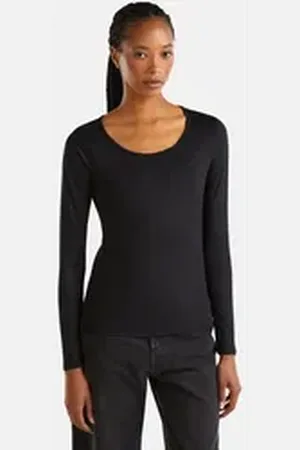 Benetton United Colors of Langarmshirt Figurbetont schwarz L (40)