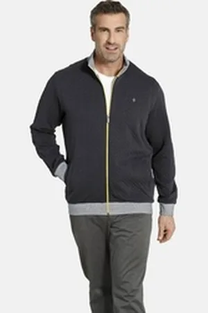 Charles Colby Sweatjacke DUKE FINNLEYS aus leichtem Baumwollgemisch grau XXL (60/62)