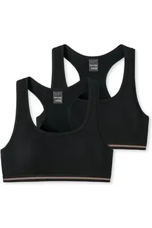 Schiesser Bustier "Long Life Cotton" (2er Pack) mit sportlichem Racerback-Rückteil schwarz 164