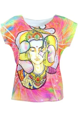 GURU-SHOP T-Shirt Psytrance T-Shirt, Yoga T-Shirt, Retro T-Shirt.. Festival, Ethno Style, Psychedelic, alternative Bekleidung rosa