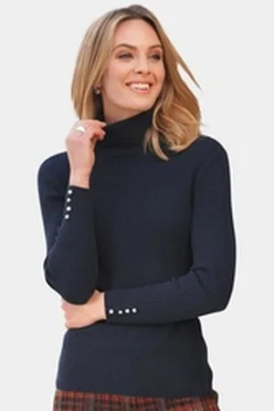 GOLDNER Rollkragenpullover Kurzgröße: blau 22