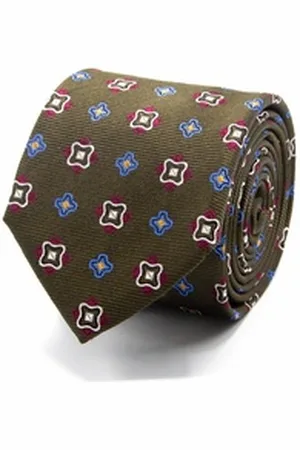 BGents Krawatte Seiden-Jacquard Krawatte mit geometrischem Muster Breit (8cm) grün