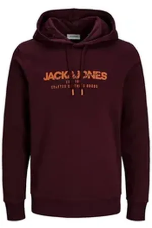 JACK & JONES Hoodie JJALVIS Sweat Hood mit großem Print auf der Vorderseite rot S