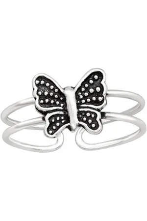 Bungsa Zehenring Zehenring Schmetterling aus 925 Silber Damen, Zehring Toering silberfarben