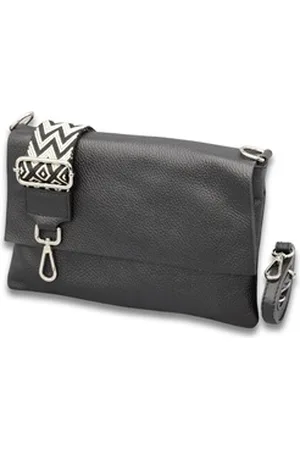 Adel Bags Schultertasche CALI Schlanke Tasche mit 3 Fächer, Slim Crossbody Bag Echtes Leder schwarz