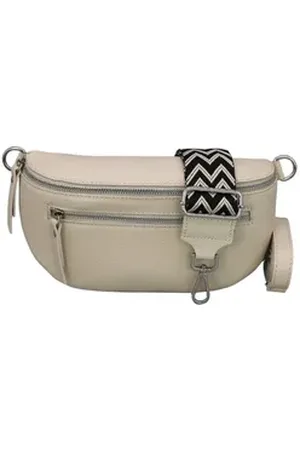 Adel Bags Schultertasche ALICE Umhängetasche für Damen, Schultertasche aus Echtleder, mit 2 Riemen beige
