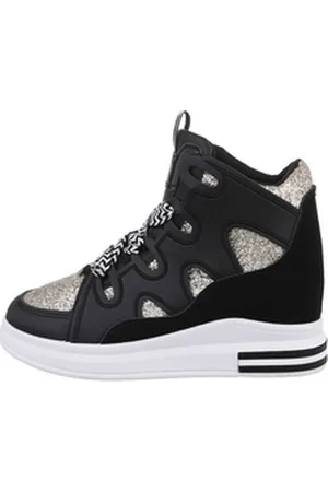 Ital-Design Damen High-Top Freizeit Sneakerboots (84463420) Keilabsatz/Wedge Sneakers High in Schwarz schwarz 37 EU