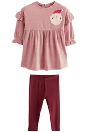 Next Kleid & Leggings Langärmeliges Weihnachtskleid mit Leggings (2-tlg) rot 74-80 (9-12 Mon.)