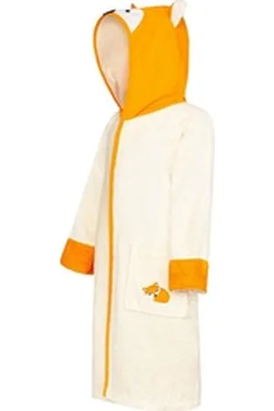 Smithy Kinderbademantel Fuchs mit Druckknopfverschluss, Frottee, Kapuze, Knöpfe, made in Europe beige 98/104