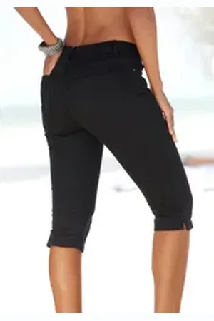 beachtime 3/4-Hose mit Elasthan, Caprihose, Sommerhose schwarz 34