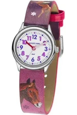 JACQUES FAREL Quarzuhr HCC 543, mit Pferdemotiv, Armbanduhr, Kinderuhr, Mädchenuhr, ideal auch als Geschenk lila