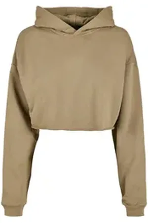 Urban classics Rundhalspullover Damen Ladies Oversized Cropped Hoody (1-tlg) braun 4XL