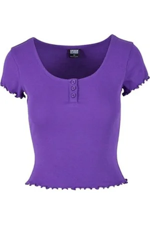 Urban classics T-Shirt Damen Ladies Rib Babylock Tee (1-tlg) lila 4XL