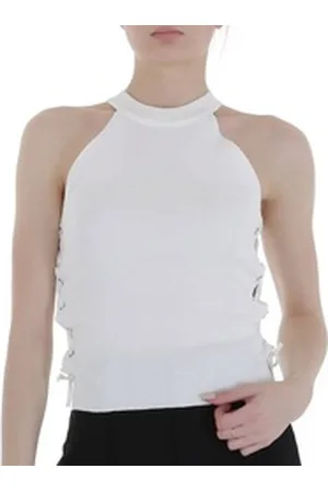 Ital-Design Tanktop Damen Freizeit (80171101) Cold Shoulder Stretch Top in Weiß weiß M/L