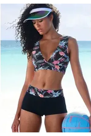 KangaROOS Bikini-Hotpants Agave mit bedrucktem Bund schwarz 44