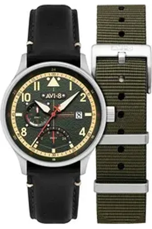 Avi-8 Quarzuhr AV-4101-0A Herrenuhr Hawker Hurricane McKellar Dual Time 44mm 5A AV-4101-0A Herrenuhr Hawker Hurricane McKellar Dual Time 44mm 5ATM