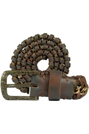 Diesel Kettengürtel Herren Leder Gürtel BCHAIN im klassischen Design, Vollrindledergürtel braun 80 cm