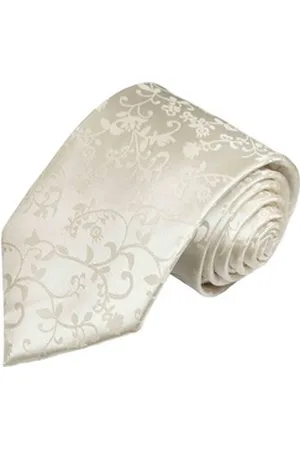 Paul Malone Krawatte Herren Hochzeitskrawatte floral 100% Seide Bräutigam Hochzeit Schlips Breit (8cm), ivory 930 beige breit | 8 cm x 150 cm