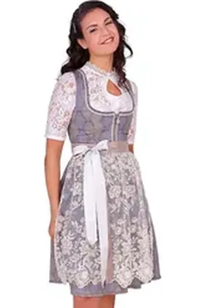 Alpenfee Dirndl Midi Dirndl 2tlg. - BELLE - grau grau 40