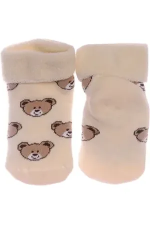 Martinex Thermosocken Socken für Babys und Kleinkinder warme Antirutschsocken warm, weich, genoppt, 20 22 24 26 28 30 32 34 mit Bärchen beige 23-25