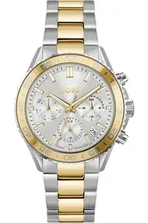 HUGO BOSS Multifunktionsuhr RUNNER FOR HER 1502756, Quarzuhr, Damenuhr, Armbanduhr, Datum, Edelstahlarmband silberfarben