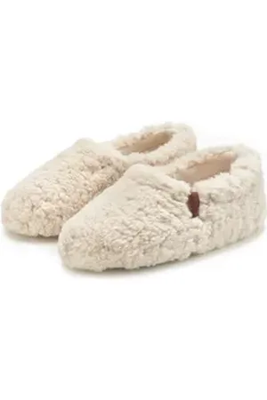 ELBSAND Hausschuh mit kuscheligem Fellimitat, Pantolette, Pantoffel, Mule beige 41 EU