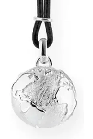 HEARTBREAKER Kette mit Anhänger Halskette Weltenbummler Weltkugel mit Lederband silberfarben
