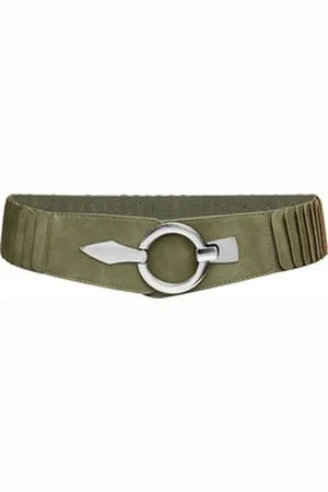 CASPAR Taillengürtel GU300 Damen elastischer breiter Stretch Gürtel grün 98 für Körperumfang 110-125 cm