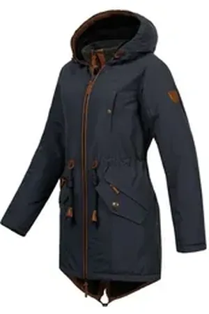 Brave Soul Wintermantel Abby für Damen, mit doppeltem Reißverschluss blau M