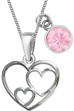 Goldene Hufeisen Herzkette Mädchen Herz Anhänger mit Kette 925 Silber mit Zirkonia Rosa (3-tlg, inkl. Etui), Schmuck für Mädchen rosa