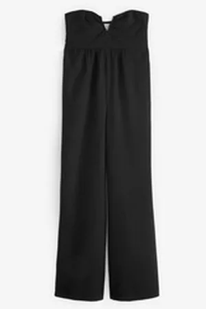 Next Jumpsuit Bandeau-Overall mit weitem Bein und Leinen (1-tlg) schwarz 36
