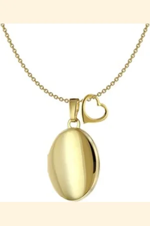 Acalee Kette mit Anhänger mit Medaillon und Herzchen Anhänger Gold 333 / 8K goldfarben 40 cm