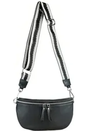 Alessandro Umhängetasche Nico, Ledertasche mit breitem Trageriemen schwarz